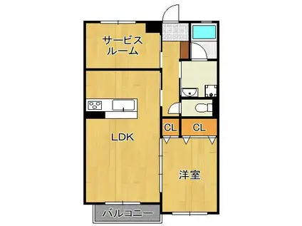 ゼルコバⅠ(1SLDK/2階)の間取り写真