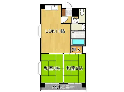 アスティー別院(2LDK/4階)の間取り写真