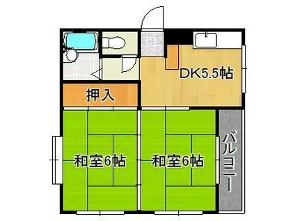 シャトレ小松(2DK/2階)の間取り写真