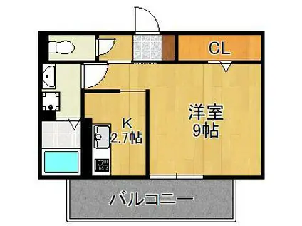 エルカーサ門司駅前(1K/2階)の間取り写真