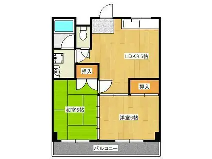 アルファックス藤松(2DK/4階)の間取り写真