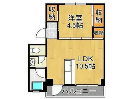 ビレッジハウス白野江 1号棟(1LDK/3階)の間取り写真