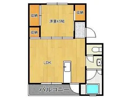 ビレッジハウス白野江 1号棟(1LDK/5階)の間取り写真