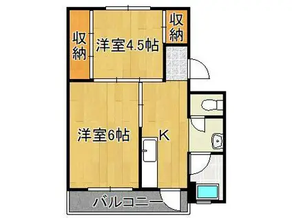 ビレッジハウス白野江 1号棟(2K/1階)の間取り写真