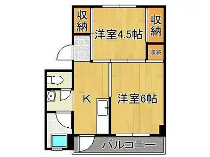 ビレッジハウス門司白野江 1号棟(2K/3階)の間取り写真