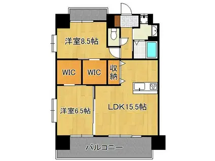 アクシオ北九州(2LDK/14階)の間取り写真