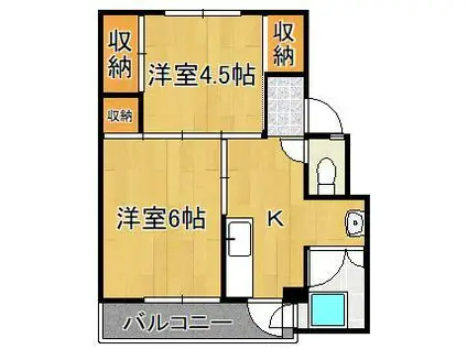 ビレッジハウス畑 1号棟(2K/4階)の間取り写真