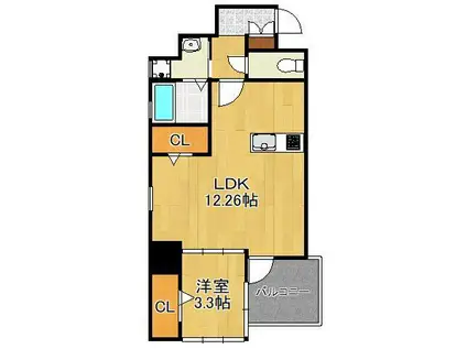 THE HILLS KOKURA(1LDK/3階)の間取り写真