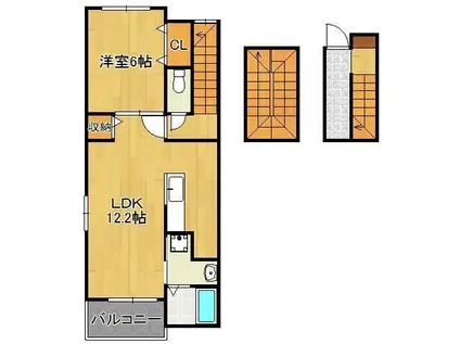 ポルタコスタⅡ B(1LDK/1階)の間取り写真
