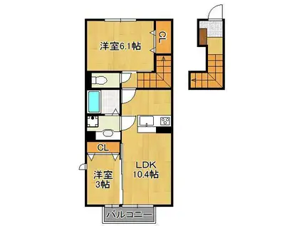 ルミナス須賀(2LDK/2階)の間取り写真