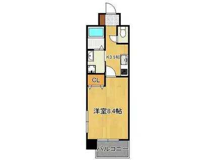 ブルースクエア響Ⅳ(1K/12階)の間取り写真