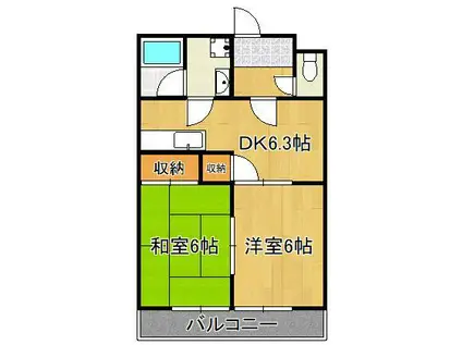 サンライズ門司(2DK/1階)の間取り写真