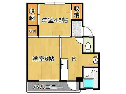 ビレッジハウス畑 2号棟(2K/5階)の間取り写真