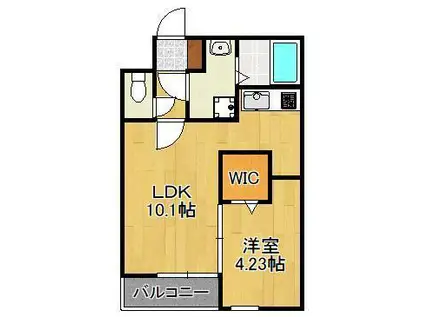 グランドプレミアム三萩野(1LDK/1階)の間取り写真