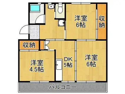 ビレッジハウス白野江6号棟(3DK/3階)の間取り写真