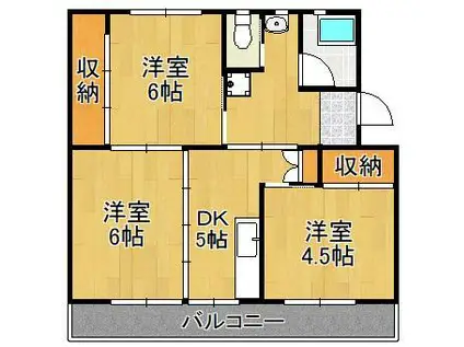 ビレッジハウス白野江6号棟(3DK/2階)の間取り写真