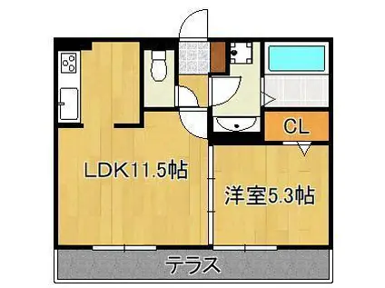 POLONIA KOKURA-KITA(1LDK/1階)の間取り写真