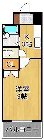 ウインズ浅香Ⅰ(1K/3階)の間取り写真