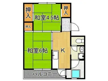 ビレッジハウス門司白野江 2号棟(2K/4階)の間取り写真