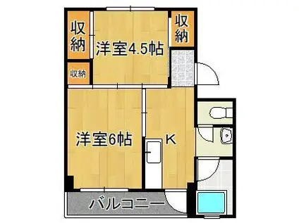 ビレッジハウス門司白野江 2号棟(2K/1階)の間取り写真