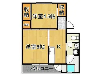 ビレッジハウス門司白野江 2号棟(2K/2階)の間取り写真