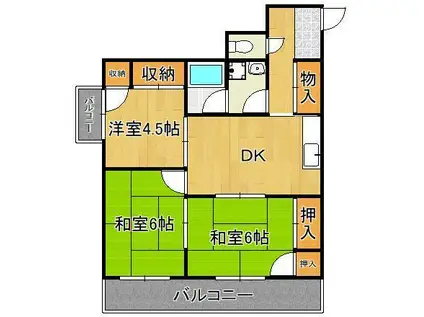 グリーンハイム(3DK/1階)の間取り写真