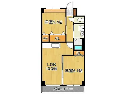 グレースガーデン(2LDK/1階)の間取り写真