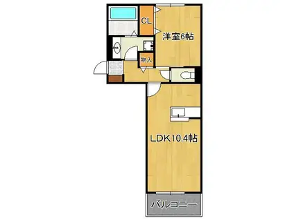 LE CIEL BLEU(1LDK/2階)の間取り写真