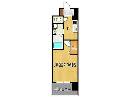 CENTER MARK三萩野(1K/6階)の間取り写真