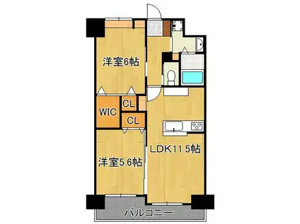 ベルステージ須賀町(2LDK/2階)の間取り写真