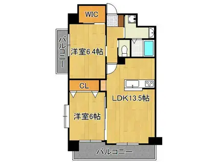 ベルステージ須賀町(2LDK/7階)の間取り写真