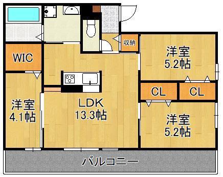 セジュール長浜B棟(3LDK/2階)の間取り写真