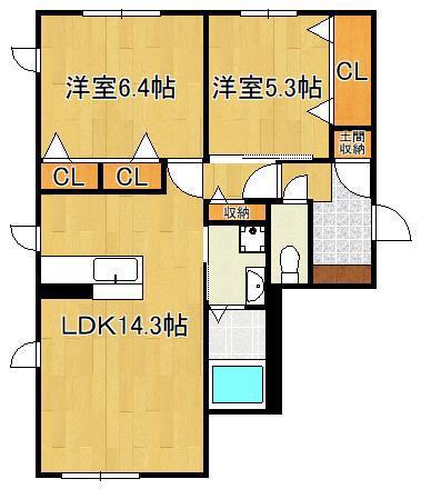 NADYA上富野(2LDK/1階)の間取り写真