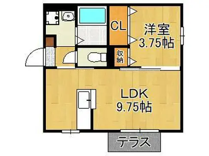 おおくぼの森 C棟(1LDK/1階)の間取り写真