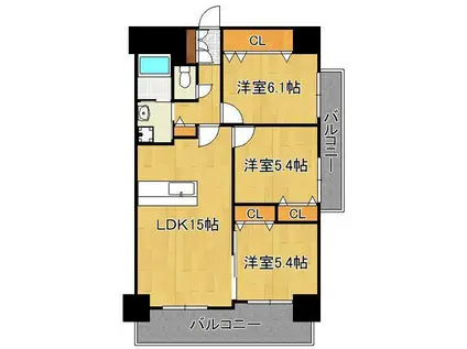 GRAND CHARIOT三萩野 (3LDK/7階)の間取り写真