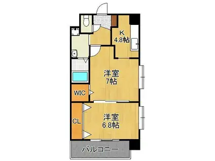 ザ・レジデンス香春口三萩野駅前(2K/10階)の間取り写真