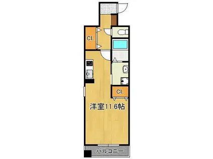 プレジール(ワンルーム/3階)の間取り写真