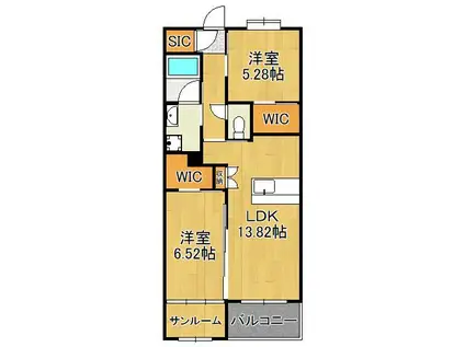 赤坂リプル(2LDK/4階)の間取り写真