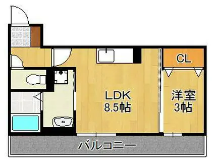 POLONIA MATSUBARA B棟(1LDK/2階)の間取り写真