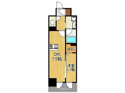 プレジデンス ざ旦過(1DK/2階)の間取り写真