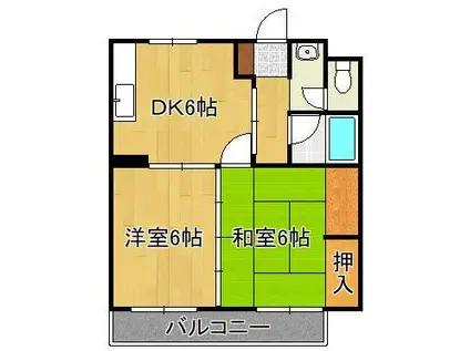 コーポ藤(2DK/3階)の間取り写真