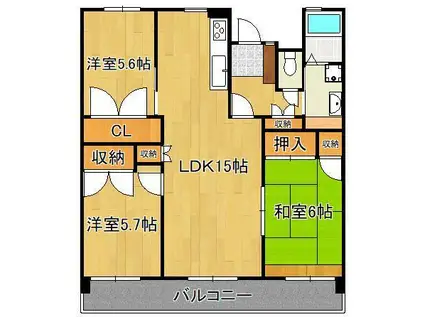 サルヴァトーレ東小倉(3LDK/2階)の間取り写真