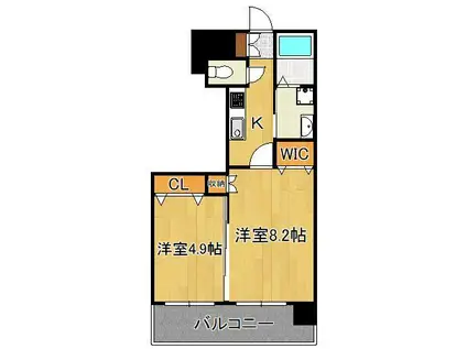 アースコートYSシティ香春口増築(2K/8階)の間取り写真