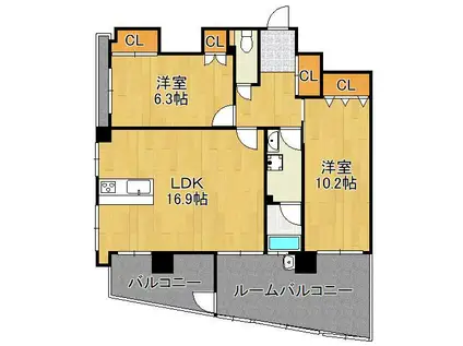 フェルト5(2LDK/2階)の間取り写真