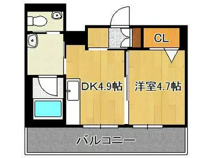 ラピス・ラジュリ(1DK/2階)の間取り写真