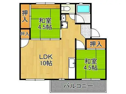 タカタメイゾン(2LDK/1階)の間取り写真