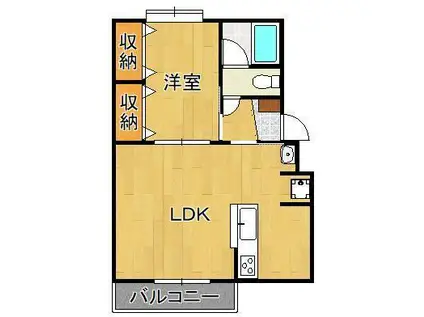 田ノ浦ハイツ(1LDK/1階)の間取り写真
