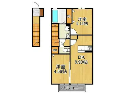 サンレトロ(2DK/2階)の間取り写真