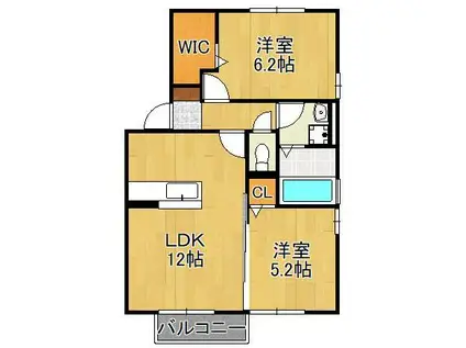 おおくぼの森A棟(2LDK/1階)の間取り写真