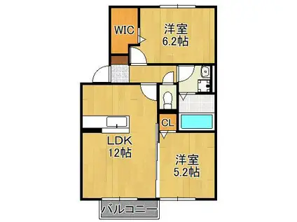 おおくぼの森A棟(2LDK/2階)の間取り写真